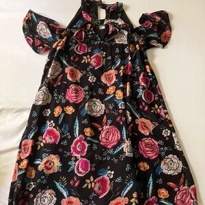 Floral Halter Dress with cut off Sleeves